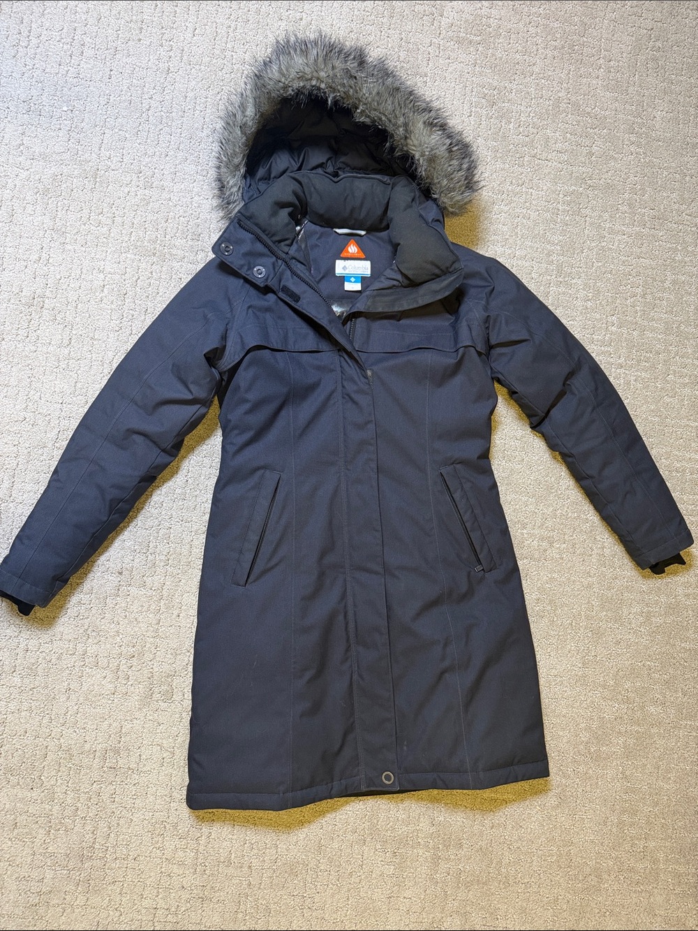 Women’s Colombia long insulated down omniheat winter coat